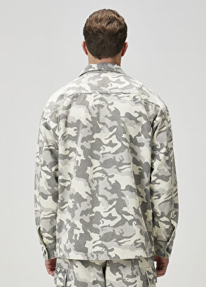 Beymen Club Haki Kamuflaj Desenli Oversized Denim Ceket - 5