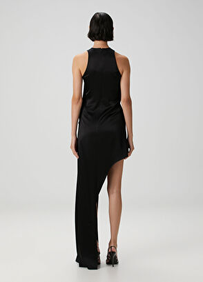 Siyah Mini Saten Abiye Elbise - Görsel 6