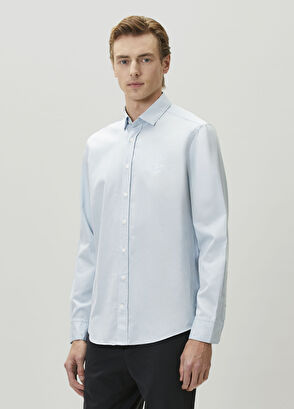 Beymen Club Comfort Fit Blue Tencel Twill Shirt - 4