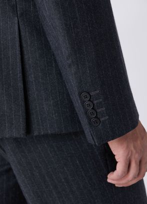 Beymen Club Antrasit Pinstripe Flanel Yün Kruvaze Takım Elbise - 7