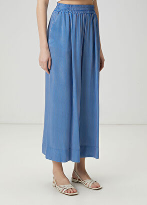 Beymen Club Mavi Çizgili İpek Pantolon - 4