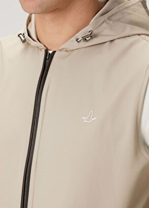 Beymen Club Beige Hooded Leather Piping Vest - 7