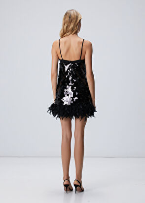 Siyah Payetli Mini Abiye Elbise - Görsel 6