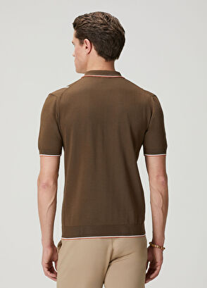 Beymen Club Brown Vertical Line Detailed Short Sleeve Knitwear - 4