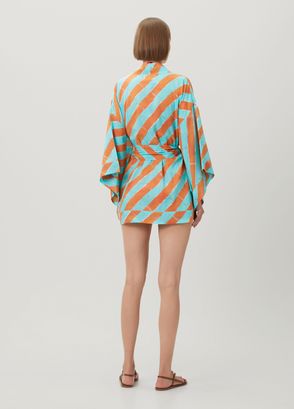 Nefes İstanbul Turkuaz Çizgili Kimono - 4