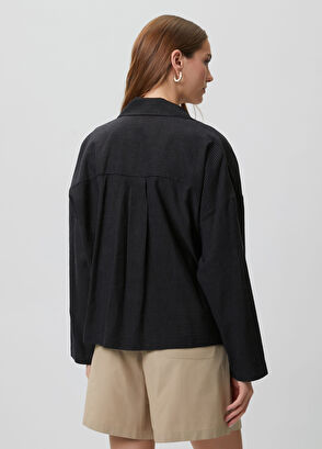 Beymen Club Dark Navy Wrap Linen Shirt - 4