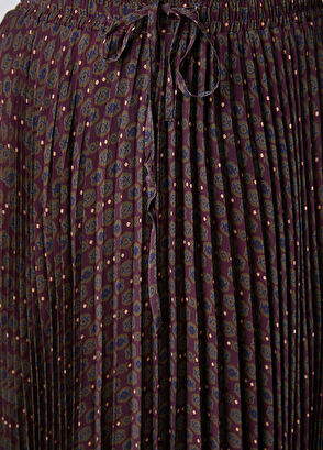 Beymen Club Plum Patterned Pleated Midi Skirt - 5