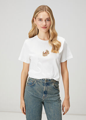 Beymen Club Agatha Beyaz Taş İşlemeli T-shirt - 4