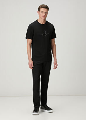 Beymen Club Black Relax Fit Artwork Goose Detailed T-Shirt - 3