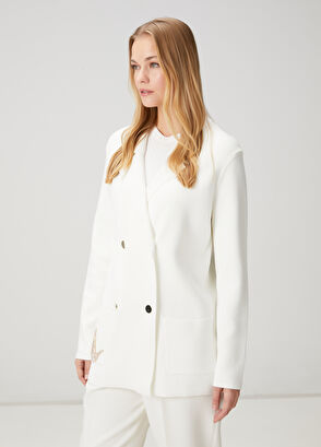 Beymen Club Ecru Double-Breasted Knit Jacket - 4