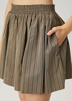 Beymen Club Haki Çizgili Mini Etek - 6