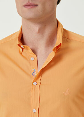 Beymen Club Slim Fit Turuncu Logolu Gömlek - 5