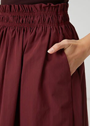 Beymen Club Bordo Beli Lastikli Midi Etek - 6