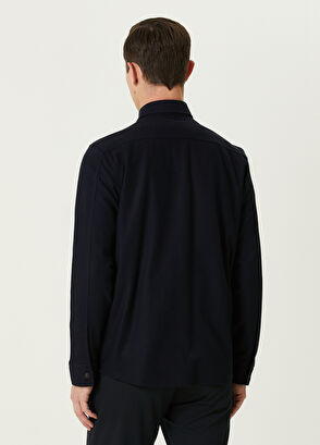 Beymen Club Lacivert Petek Dokulu Örme Dış Gömlek - 5