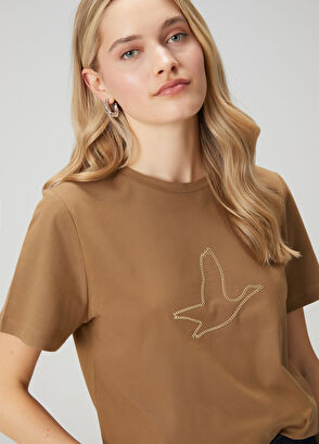 Beymen Club Khaki Chain Logo T-Shirt - 3