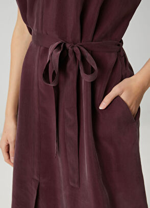 Beymen Club Bordo Cupro Mini Gömlek Elbise - 6