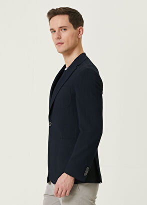 Beymen Club Navy Blue Diagonal Textured Knitted Jacket - 4
