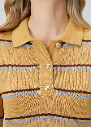 Beymen Club Kamel Çizgili Polo Kazak - 6