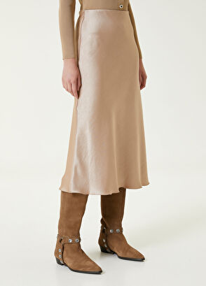 Beymen Club Bej Midi Evaze Saten Etek - 3