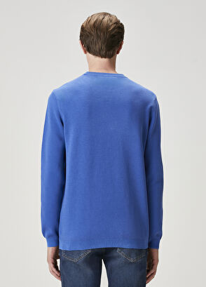 Beymen Club Sax Blue Logo Jacquard Sweater - 5
