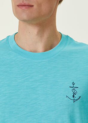 Beymen Club Mavi Logo Nakışlı T-shirt - 5