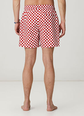 Beymen Club Red White Goose Checkers Patterned Long Swimsuit - 4