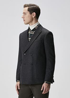 Beymen Club Antrasit Kruvaze Yün Ceket - 4