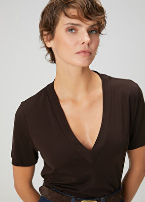 Beymen Club Dark Brown Basic T-Shirt - 3