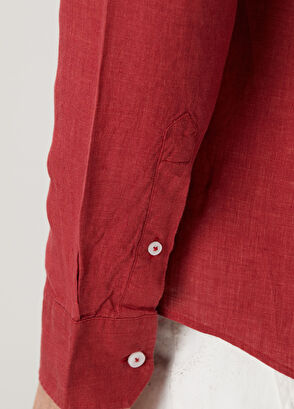 Beymen Club Comfort Fit Vişne Keten Gömlek - 8