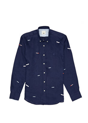 Beymen Club Comfort Fit Surfboard Embroidered Linen Shirt - 8