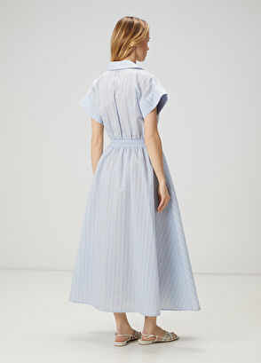 Beymen Club Blue Striped Maxi Shirt Dress - 5