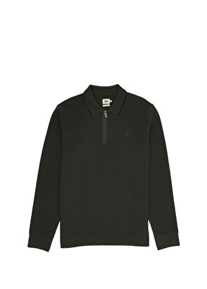 Beymen Club Slim Fit Khaki Ottoman Textured Polo Sweatshirt - 8
