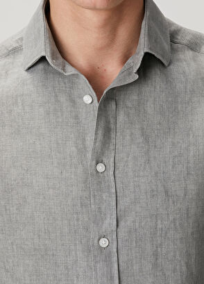 Beymen Club Comfort Fit Grey Linen Shirt - 7