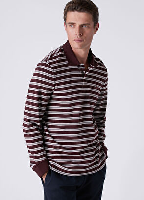 Beymen Club Comfort Fit Plum Striped Interlock Sweatshirt - 5