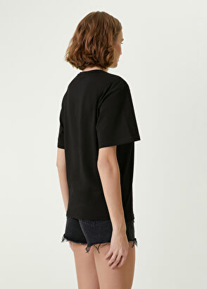 Beymen Club Black Crew Neck Rhinestone Printed T-shirt - 6