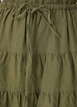 Beymen Club Khaki Ruffles Mini Linen Skirt - 6