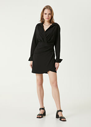 Beymen Club Black Mini Wrapover Shirt Dress - 5
