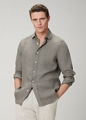 Beymen Club Comfort Fit Italian Collar Delave Linen Shirt - 10