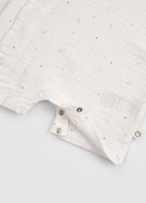 Little Gusto Ekru Organik Pamuk Müslin Kruvaze Unisex Bebek Şort Tulum - 6