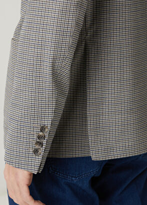 Beymen Club Lacivert Bej Mikro Desenli Yün Ceket - 7