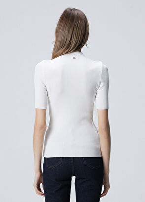 Network Kırık Beyaz Yarım Kol Rayon Basic Kazak - 5