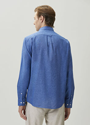 Beymen Club Comfort Fit Kobalt Keten Gömlek - 5