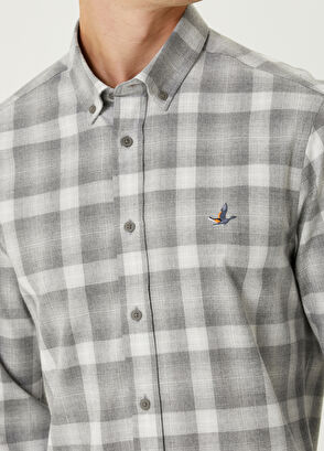 Beymen Club Comfort Fit Grey Plaid Shirt - 6