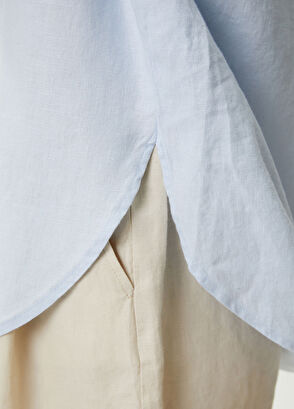 Beymen Club Oversize Light Blue Logo Linen Shirt - 8