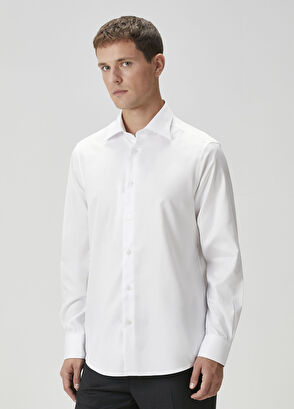Custom Fit Beyaz Gömlek - Görsel 7