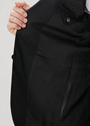 Zegna Siyah Çizgi Desenli Yün Takım Elbise - 8