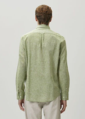 Beymen Club Comfort Fit Khaki Linen Shirt - 5