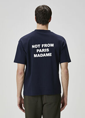 Drôle De Monsieur Lacivert Logo Baskılı T-shirt - 4