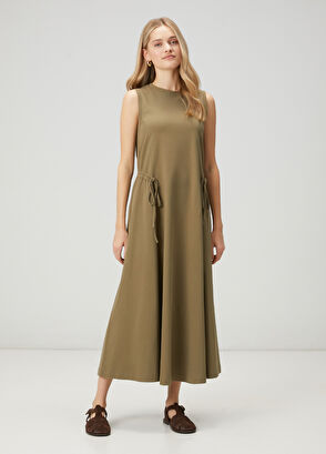 Beymen Club Haki Büzgü Detaylı Uzun Elbise - 5