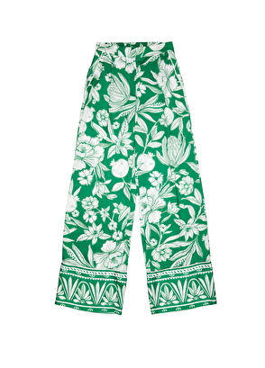 Beymen Collection Yeşil Tropik Çiçekli Pantolon - 6